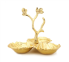 Gold Leaf 3 bowl Relish Dish with Glass Inserts