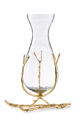 11" Glass Vase with Gold Twig Base