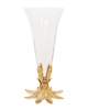 7.5"L Glass Vase on Gold Flower Base