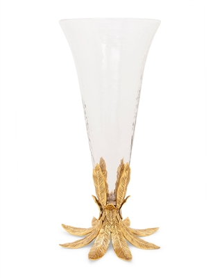 7.5"L Glass Vase on Gold Flower Base