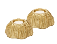 Set of 2 Gold Textured Tea Light Holders