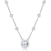 Sterling Silver CZ By The Yard, & center Round CZ Necklace