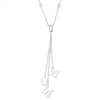Sterling Silver Bezel Set CZ with Dangling MOM Necklace