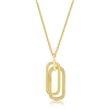 Sterling Silver Double Oval CZ Necklace - Gold Plated