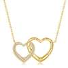 Sterling Silver Micro Pave CZ Interlocking Hearts Necklace - Gold Plated