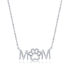 Sterling Silver CZ 'Mom' Necklace