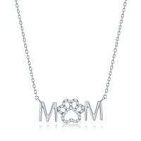 Sterling Silver CZ 'Mom' Necklace