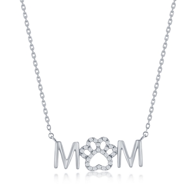 Sterling Silver CZ 'Mom' Necklace