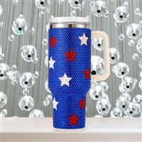 Bling Studded Star USA Flag 40oz Stainless Steel Tumbler