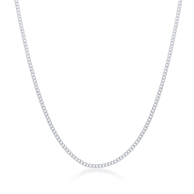 Sterling Silver 1.4mm Cuban Link Chain - Rhodium Plated