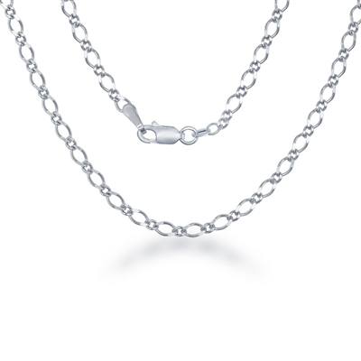 Sterling Silver Fancy Link - Rhodium Plated