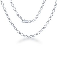 Sterling Silver Fancy Link Anklet - Rhodium Plated