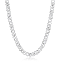 Sterling Silver Micro Pave CZ, 6mm Miami Cuban Chain - Rhodium Plated