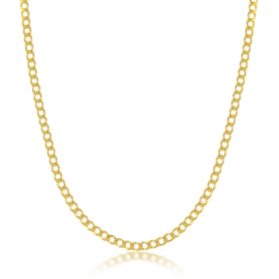 Sterling Silver 3mm Cuban Chain - Gold Plated