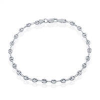 Sterling Silver 4mm Puffed Marina Anklet - Rhodium Plated
