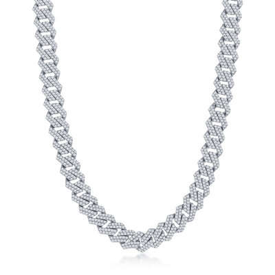 Sterling Silver 9mm Micro Pave Monaco Chain