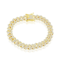 Sterling Silver 10mm Micro Pave Monaco Bracelet - Gold Plated