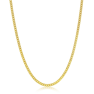 Stering Silver 2mm Curb Chain - Gold Plated
