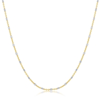Sterling Silver Square Beads Gold Plated Chain - Two-Tone