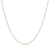 Sterling Silver Diamond-Cut Long Square Beads Chain - Gold Plated