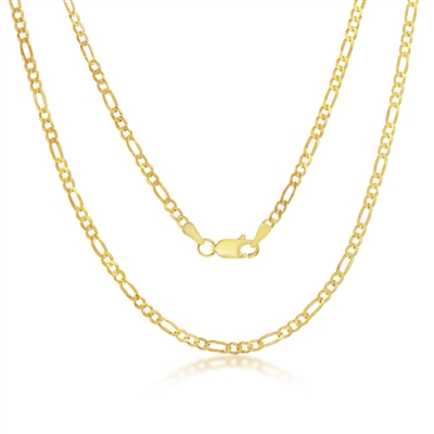 Sterling Silver 2.8mm Figaro Chain - Gold Plated