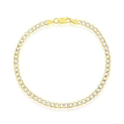 Sterling Silver 4mm Pave Cuban Anklet - Gold Plated