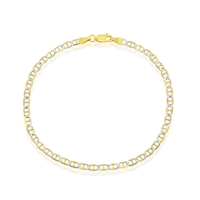 Sterling Silver 3.5mm Pave Marina Bracelet - Gold Plated