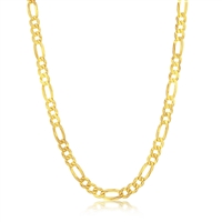 Sterling Silver 5mm Flat Figaro Chain - Gold Plated