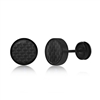 Stainless Steel 10mm Black Carbon Fiber Stud Earrings - Black Plated