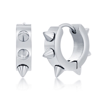 Stainless Steel 19mm Spike Huggie Hoop Earrings
