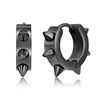 Stainless Steel 19mm Spike Huggie Hoop Earrings - Black Plated