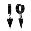 Stainless Steel Triangle Charm Huggie Hoop Earrings - Black Plated
