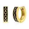 Stainless Steel Oxidized Chain Design Huggie Hoop Earrings - Gold Plated