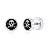 Stainless Steel Round Skull Stud Earrings