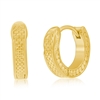 Stainless Steel Textured Huggie Earrings - Gold Plated