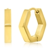 Stainless Steel Hexagon Hoop Earrings - Gold Plated