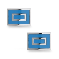 Stainless Steel Blue Square Cuff Links