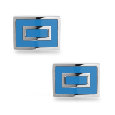 Stainless Steel Blue Square Cuff Links