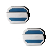 Stainless Steel Blue Oval Cuff Links