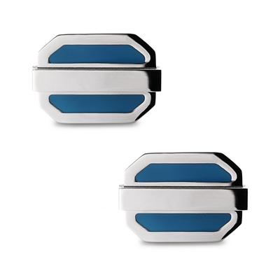 Stainless Steel Blue Oval Cuff Links