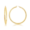 Sterling Silver 4x70mm High-Polished Hoop Earrings - Gold Plated