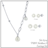 Sterling Silver Paperclip Freshwater Pearl Necklace & Earrings Set