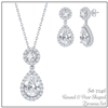 Sterling Silver Round & Pear-Shaped CZ Necklace and Earrings Set