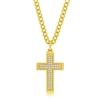 Stainless Steel Polsihed CZ Cross Necklace - Gold Plated