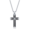 Stainless Steel Black Carbon Fiber Cross Necklace