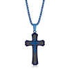 Stainless Steel Black & Blue 3D Cross Necklace