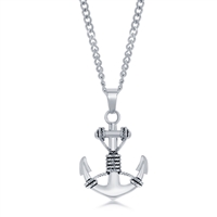 Stainless Steel Oxidized Anchor Necklace