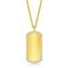 Stainless Steel CZ Dog Tag ID Necklace - Gold Plated