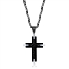 Stainless Steel Black & Silver Chevron Cross Necklace