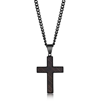 Stainless Steel Black & Rose Gold Lined Cross